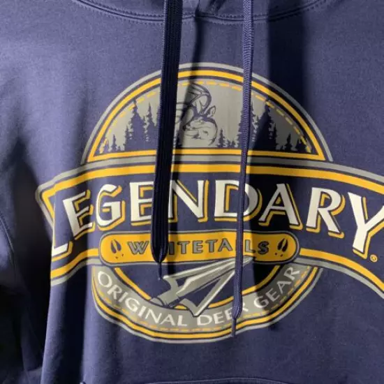 Legendary Whitetails Original Deer Gear Blue Hoodie Circle Logo Hunting Large S