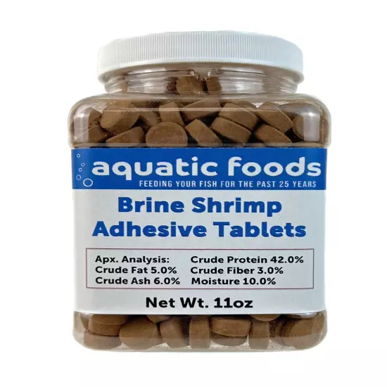 Brine Shrimp Adhesive Tablets for Oscars, Catfish, Cichlids, & All Fish. WL-JAR