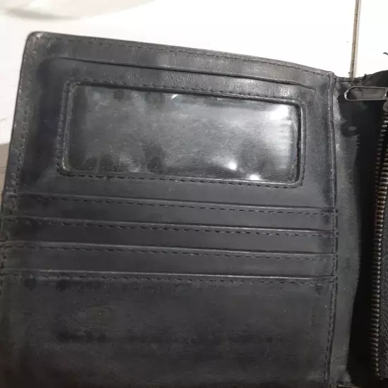 vtg Harley-Davidson black leather bifold wallet 9"×6"