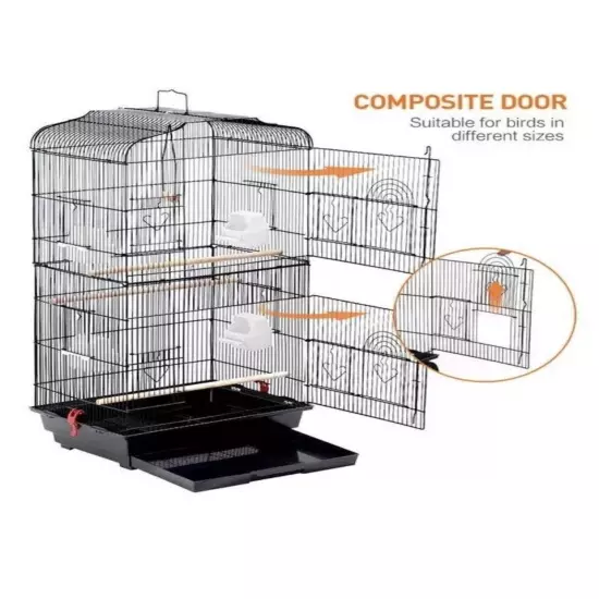 Yaheetech 610557 Bird Cage Metal Rolling 62" With Stand and Perch - Black