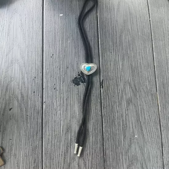 Turquoise Heart Shapef-Bolo Tie