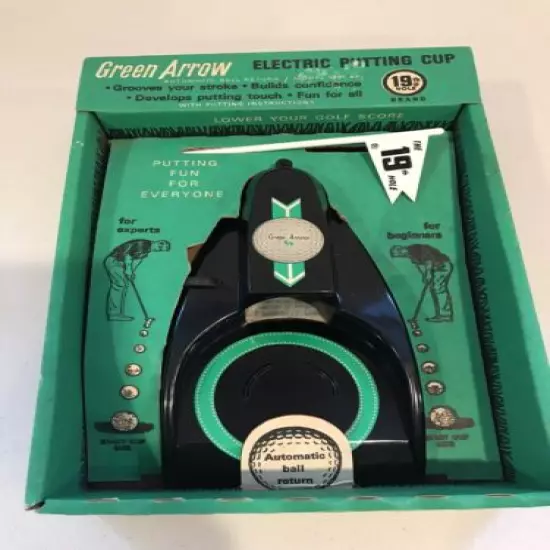 Vintage Electric Putting Cup Green Arrow In Box 1968 USA Tested