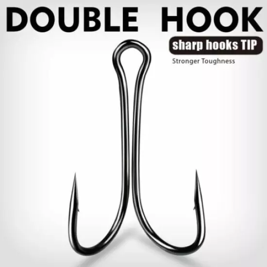 50/100 pcs Fishing Double Hooks High Carbon Steel Frog Hook Sharp Barb Hook