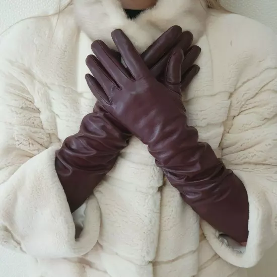 Long genuine leather gloves, opera elbow gloves - 18 inches / 46 cm. TOUCHSCREEN