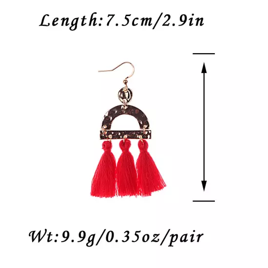 Fashion Women Bohemian Earrings Long Tassel Fringe Drop Dangle Ear Stud Jewelry