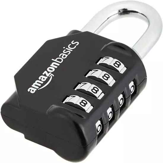 4-Digit Combination Lock, Black, 2-Pack