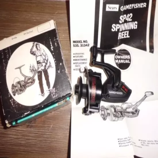 NOS VINTAGE SEARS Gamefisher SP42 Spinning Reel made in Japan w/ Box & Manual