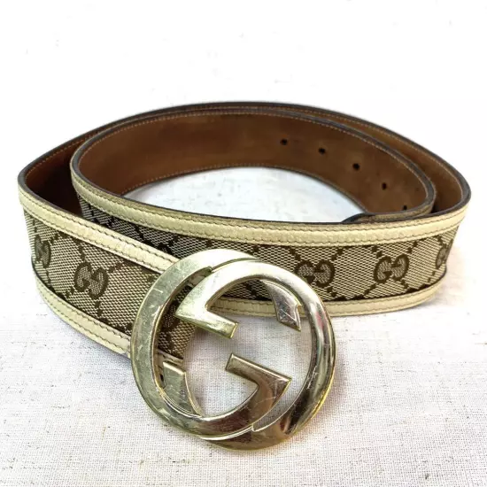 GUCCI GG Leather Interlocking G Buckle Belt