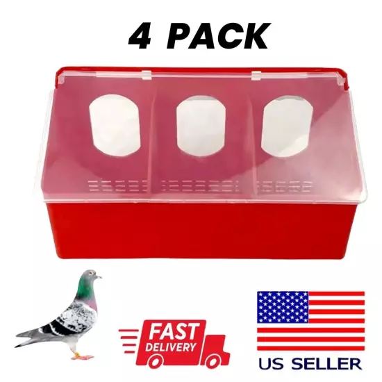 4 PACK ~ 3 Hole Plastic Hanging Outside Cage Feeder Pigeon Quail Bird Poultry