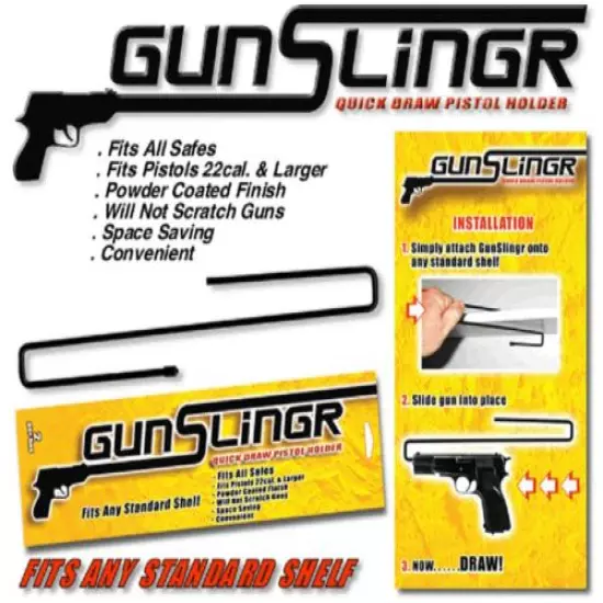 Gun Slingr Quick Draw Pistol Holder Rack - Set of 2 - Fits 22 Caliber and Larger