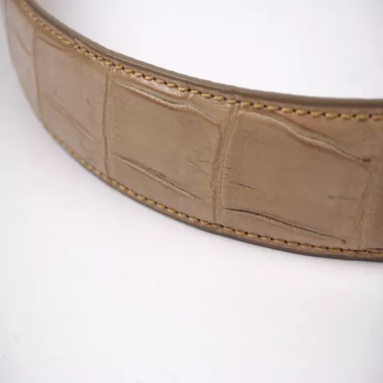 KWANPEN Genuine Crocodile Handmade Belt Womens Tan Silver Buckle Leather Sz 38