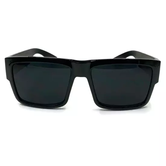 Large Square CHOLO Sunglasses Super Dark OG LOCS Style GANGSTER Style Black Kim