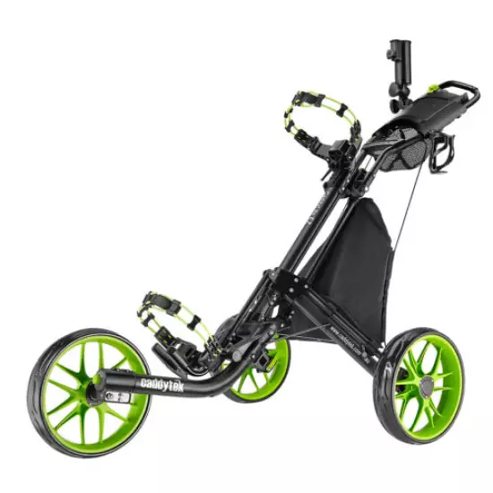 CaddyTek CaddyLite EZ-Fold Pro 3 Wheel Golf Buggy / Push Cart - Lime