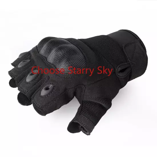 Tactical Half Finger Gloves Combat Hand Protective Gear Handwear BK