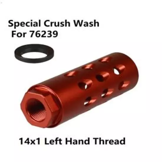 Aluminum Red Slant Port Low Concussion Muzzle Brake Compensator 14x1 Left Hand