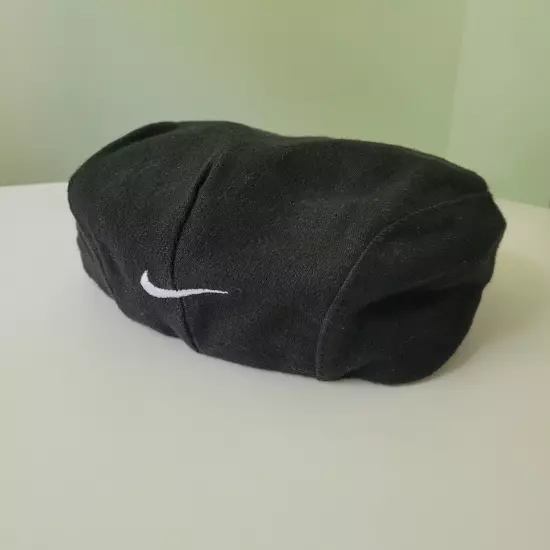 Vintage Nike Newsboy Beret Flat Hat Wool Blend Swoosh Made in USA Black XL