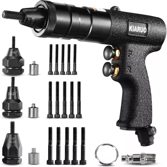 Pneumatic Rivet Nut Gun 8-32,10-24,1/4-20 with Replacement Mandrels, RPM...