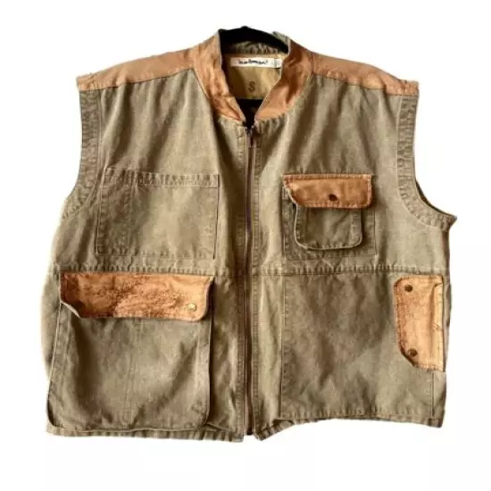 Wallaman Khaki Outdoor Fishing Hunting Safari Vest Cotton Size XL