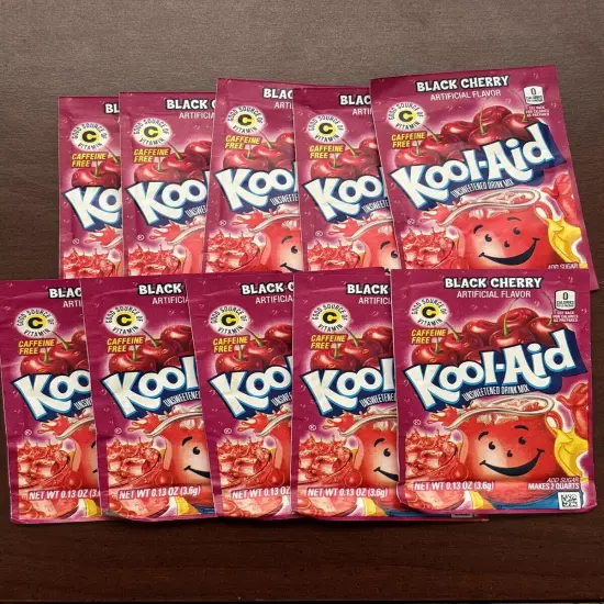 10 Black Cherry FLAVOR Kool Aid Drink Mix Vitamin C Unsweetened