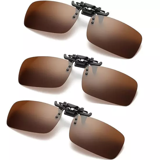 Mens Polarized Day Night Vision Flip-up Clip-on Lens Driving Glasses Sunglasses