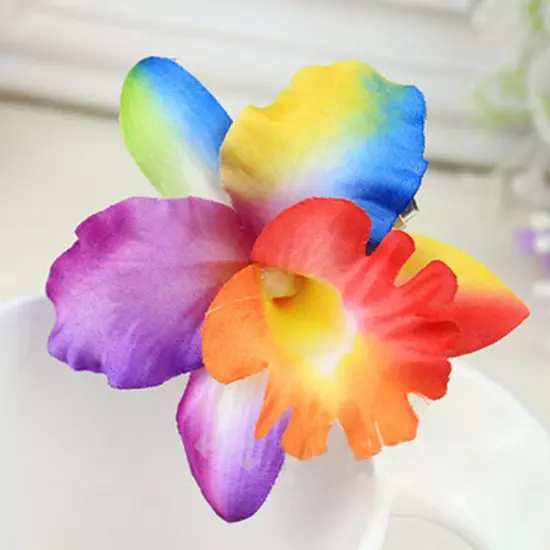 Womens Orchid Flower Wedding Bridal Hair Clip Hairpin Brooch Pin Party Barrette✔