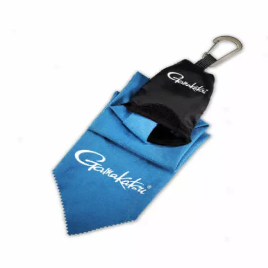 Gamakatsu TW30 Microfiber Towel 12" X 12" Pouch and Carabiner Clip Fishing etc.