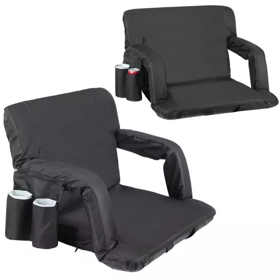 Reclining Stadium Seat for Bleachers with Padded Backrest Adjustable Armrests