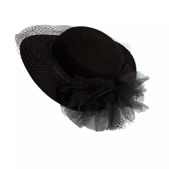 Bollman Doeskin Women’s Hat Black 100 % Wool Structured With Band, Netting USA