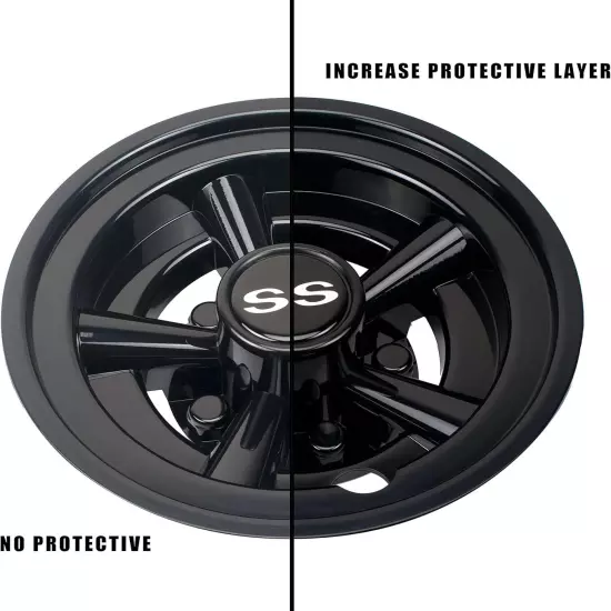 Golf Cart SS Wheel Covers Hub Caps for Most 19 inches, Black 