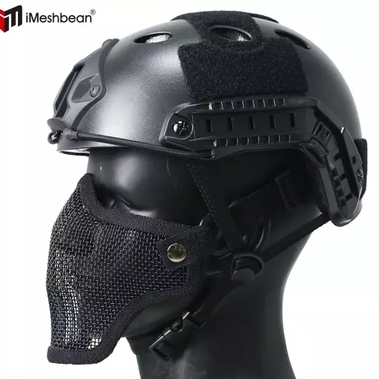 Airsoft Tactical Hunting Military Combat Helmet with Side Rail+ Half Mask