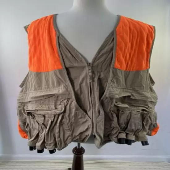 Cabela's Tan Orange Cargo Multi Pocket Hunting Fishing Hiking Vest Mens Sz 3XL