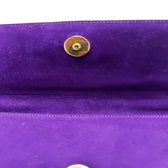 St. John Italy Purple Suede Shoulder Bag Evening Bag Vintage Gold Accents New