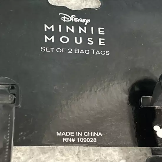 Disney Rubber Minnie Mouse Polka Dot Luggage Tag Set of 2 Bag Tags