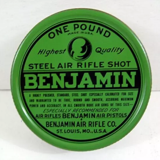  Vintage Benjamin Air Rifle / Pistol Steel Shot Ammop Tin St Louis Mo 