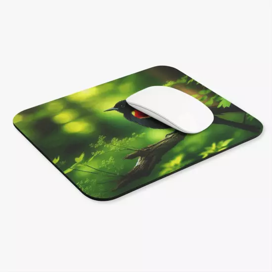 Mouse Pad (Rectangle) Red Winged Blackbird in Natural Environment Design 4