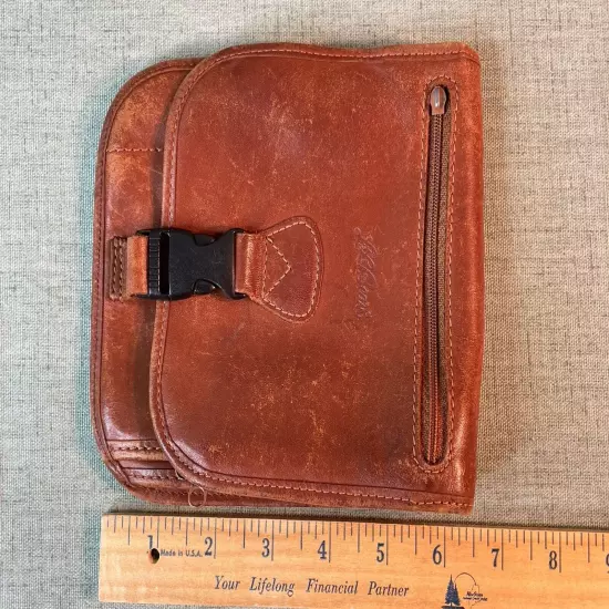 LL Bean Brown Full Grain Soft Brown Leather Large Wallet Documents - FLAW