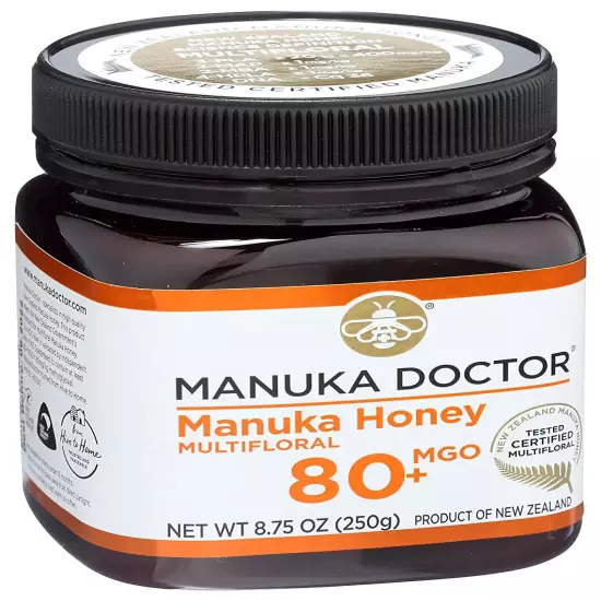 - MGO 80+ Manuka Honey Multifloral, 100% Pure New Zealand Honey. Certified. Guar