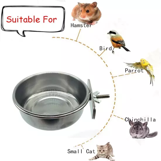 Tfwadmx Bird Feeding Dish Cups Parrot Food Bowl Clamp 2PCS, 2PCS Single screw 