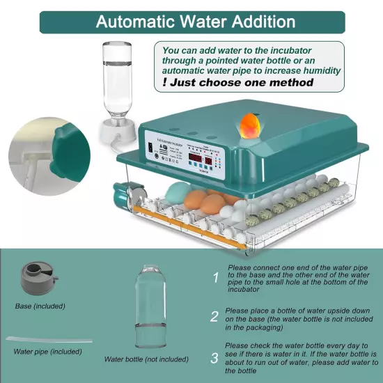 Automatic Egg Incubator Turning Humidity Monitoring 36 Eggs Chicken Duck Quail