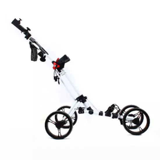 Portable Foldable Golf Club Cart Trolley+Scorecard Umbrella Stand Drink Holder 