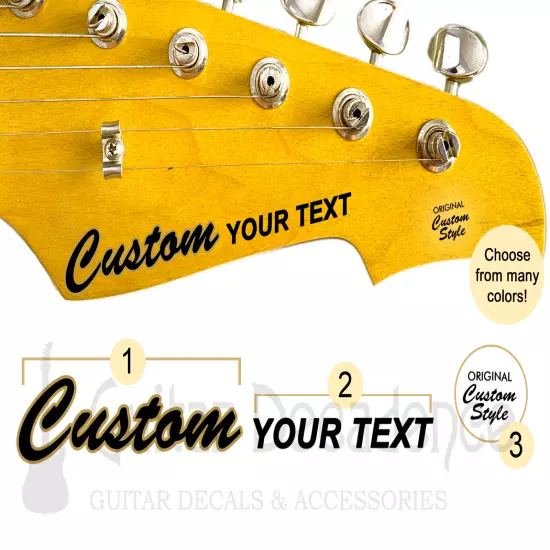 Custom Classic Vintage Guitar Headstock Waterslide Decals 