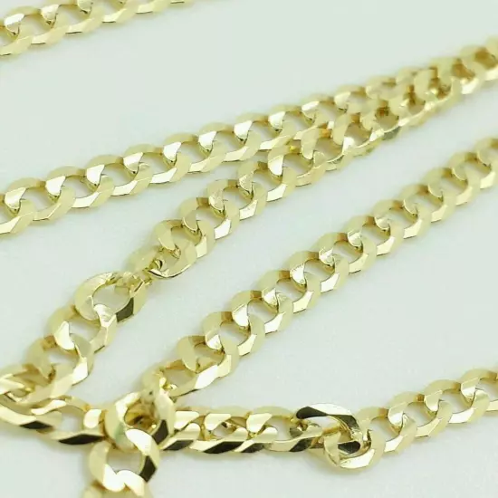 14K Solid Yellow Gold Cuban Chain Necklace 28"