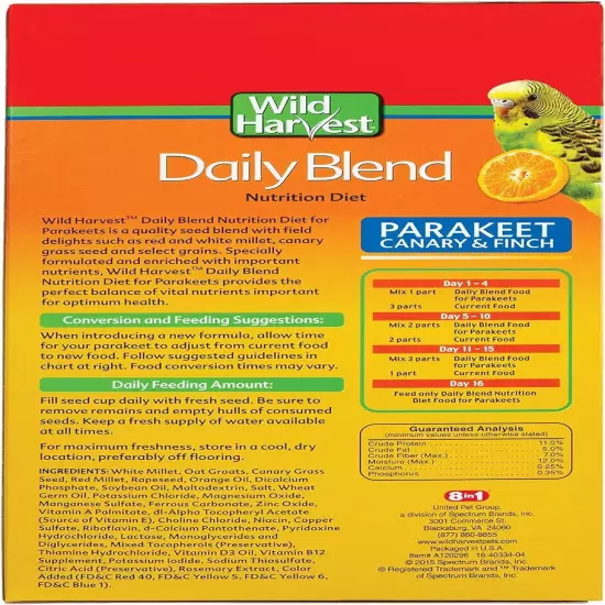 Daily Blend for Parakeet, Canary, Finch & Small Birds 2Lb