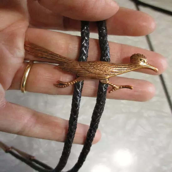 Copper road runner bolo tie western southwest