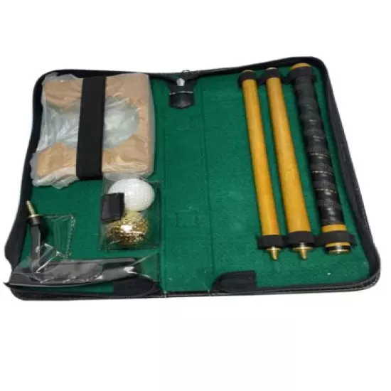 Indoor Golf Putting Set With Leather Carrying Case