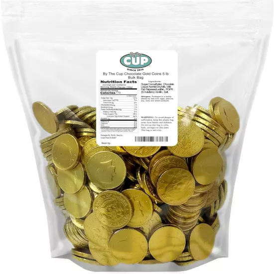 By The Cup Milk Chocolate Gold Coins, 5 lb Bulk Bag, 300 Coins