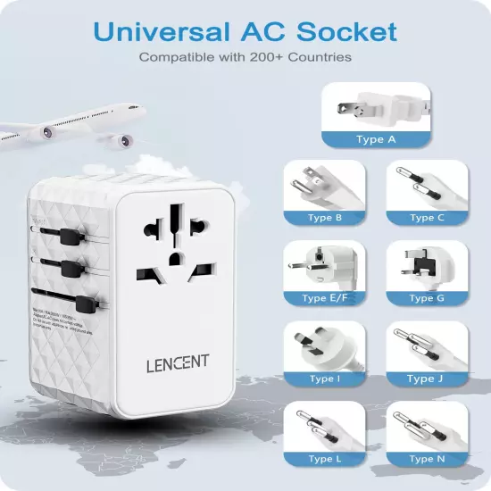 120W GaN International Travel Adapter with1 USB-A+3 Type-C PD3.0 Fast Charging