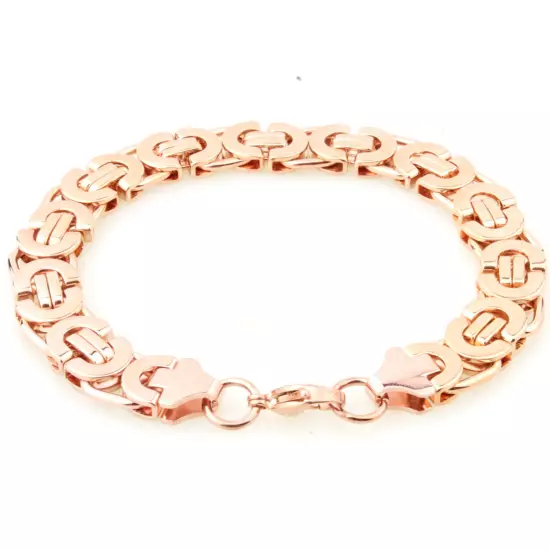 Rose Gold braclets&bangle for Cool Men Stainless Steel Byzantine Bracelet 7"-11"