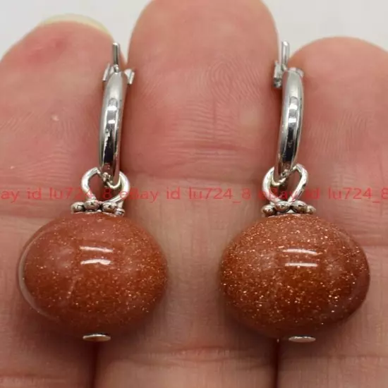 8/10/12mm Natural Multicolor Gemstone Round Beads Silver Leverback Earrings