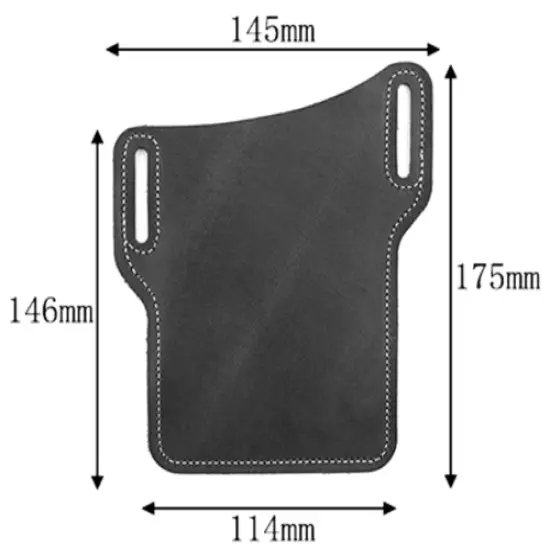 Men waist Bag belt pack outdoor phone case tool Holder Cow Leather black H20